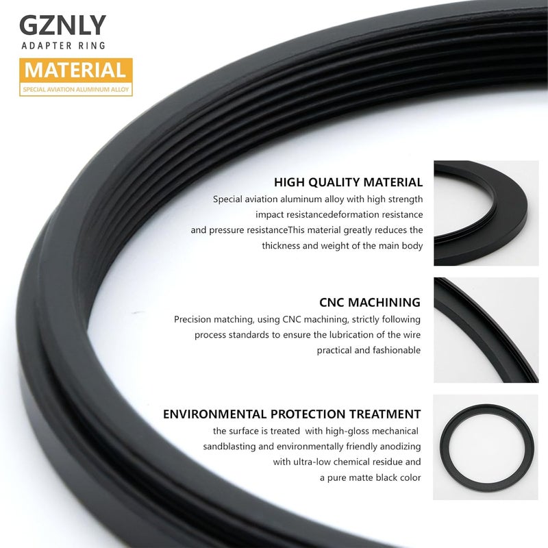 GZNLY 67mm to 82mm Step-up Adapter Rings Filter Adapter Black Metal Step Down Filter Ring Adapter Compatible with All Brand UV CPL ND Camera Lens Filter Stepping Rings (67mm-82mm) - Image 3
